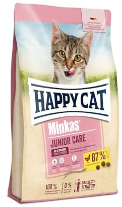 Happy Cat Minkas Junior Care Katzenfutter Geflügel Jungkatzen, 10 kg | Minkas Junior Care Geflügel, ausgewogenes Junior-Katzenfutter, extra kleine Krokette, mit Vitaminen