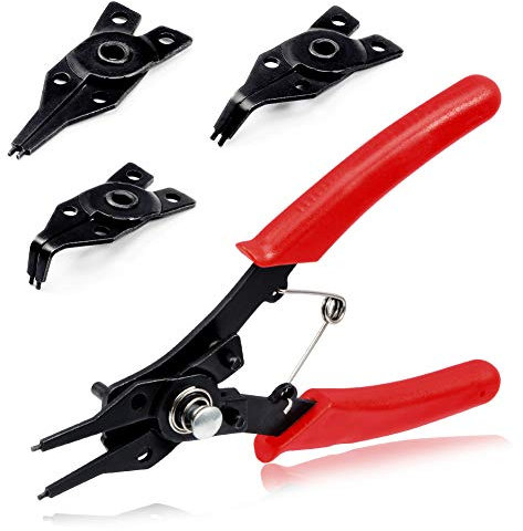 Sprengringzangen-Set, 4-in-1, interne externe Sicherungsringzange, 45 Grad & 90 Grad gebogene Backen & gerade Backenhalter-Ringzange C-Clip-Zange Sicherungsringzange, Wartungswerkzeug