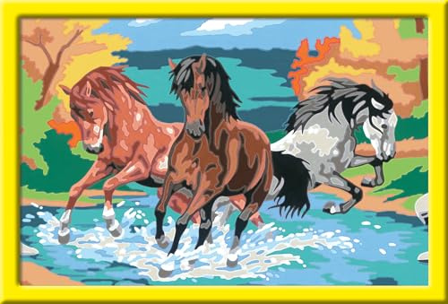 Ravensburger CreArt 28492 - Proud Wild Horses - Peinture par Number Horses pour Enfants de 9 Ans et Plus, Ensemble de Peinture avec Cadre