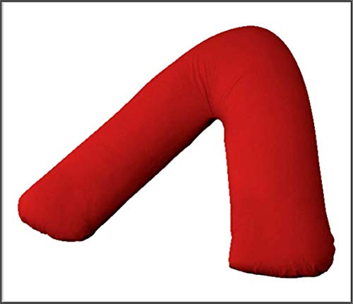 Cotton Connection V SHAPED PILLOW CASE COVER PREGNANCY MATERNITY ORTHOPAEDIC SUPPORT NURSING (RED)