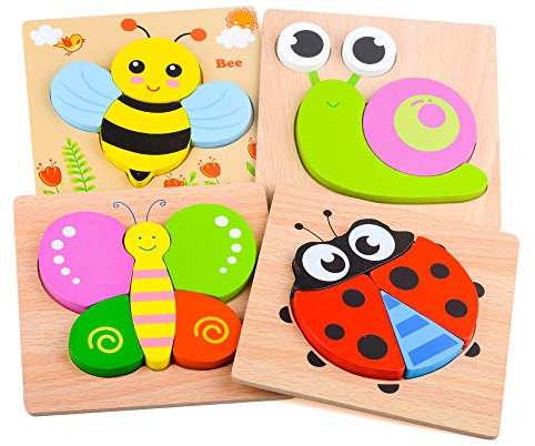 DUDUFLY Puzzles Jigsaw for Baby Boys, Wooden Puzzles Toys for 1-3 Year Old Boys Girls Birthday Gift for 1-3 Year Old Toddlers Kids Education Toy Age 1 2 3 Baby Children