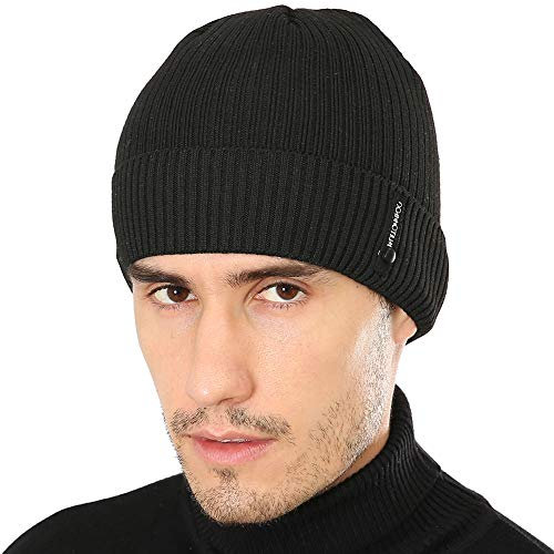 DOANNOTIUM Wintermütze für Damen & Herren Skull Cap Warm Hat Gefüttert Rodel Knit Outdoor Sport, 5-schwarz, MEDIUM