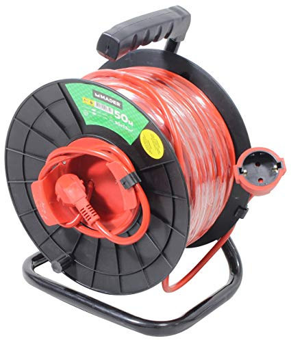 Mader Garden Tools 90675 Prolongador Cordón Eléctrico Exterior Enrollacable 50mx1.5mm2-90675