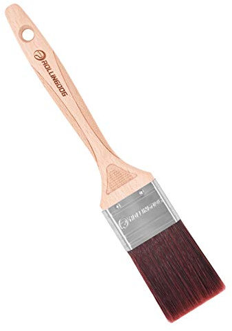 ROLLINGDOG 2 Paint Brush with lint Free fine Finish Synthetic Filament and Laser Engraved Beech Wood Handle