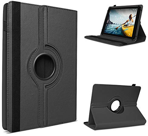 Tablet Schutz Hülle kompatibel für Medion Lifetab E10420 E10421 E1044 Tasche hochwertiges Kunstleder Standfunktion 360° Drehbar Cover Case, Farbe:Schwarz