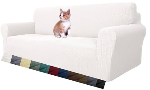 MAXIJIN Super Stretch Couch Bezug für 3-Sitzer (3 Sitzer, Weiß)