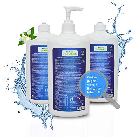 MyMaxxi | Desinfektionsmittel für Hände flüssig 12x 1L ONEHAND Händedesinfektion | Hygiene | spendet Feuchtigkeit | Handdesinfektion zum Nachfüllen für alle Desinfektionsmittelspender geeignet