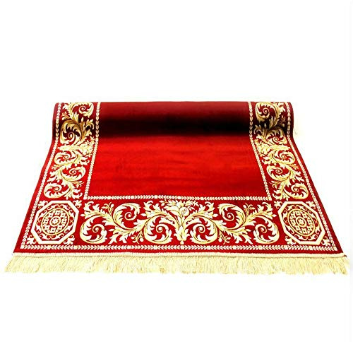 Belle Arti Luxus Flur Teppich Teppichläufer Flurläufer Schlafzimmer Küche Rot Gold - Barock Teppich Kurzflor Seidenglanz rutschfest flauschig Viskose ökologisch - rot, 80x300 cm