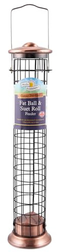 Walter Harrison's Fat Ball & Suet Roll Bird Feeder, Copper, 40 cm Large | Durable Die-Cast Design, Easy to Fill & Clean, Attractive Copper Plated Finish, Versatile for Suet Rolls & Fat Balls