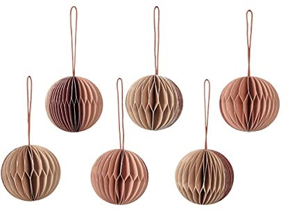 Broste Copenhagen Weihnachtsbaumschmuck 6tlg. aus Papier in der Farbe Beige/ Rosa, 70080421, 5cm