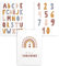 Papierschmiede® Kinderposter 3er Set Lernposter, B2 (50x70 cm) Wanddeko, Geschenk für Mädchen & Jungen Kinderzimmer, bunte Buchstaben Einschulung rosa beige, Sunshine ABC Numbers