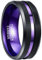 NUNCAD 8mm Noir+ Violet Bague Homme Femme avec Rainure Centrale Violet en Tungstène pour Mariage Lifestyle Loisir Cadeau Taille 56(17.8)