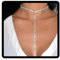 Carufin Collana lunga a più file con catena da tennis in cristallo argento con strass, collana girocollo, gioielli per donne e ragazze (2 righe)
