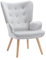 Vente-unique - Fauteuil Salon scandinave - Gris - Velours - VATELY