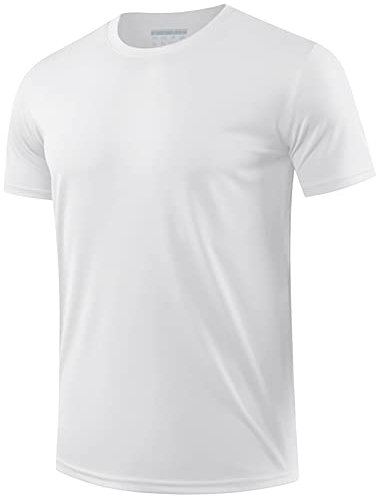 EKLENTSON MTB Shirt Herren Kurzarm Rash Guard Polyester Stretch Tshirt Outdoor Freizeitshirt Sommer Beach Tops (L, Weiß)