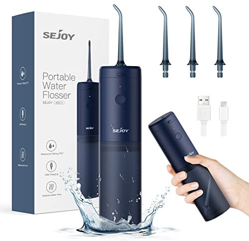 Acqua filo Interdentale Dentale,Idropulsore Dentale Water Flosser da Viaggio Portatile,3 Modalità e 3 Ugelli di Ricambio con Rotazione di 360°, IPX7 Impermeabile, type-C USB Ricaricabile