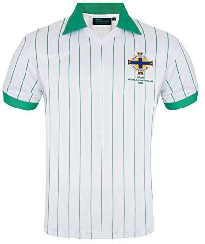 Northern Ireland Mens Official 1982 World Cup Finals Retro Shirt White Medium