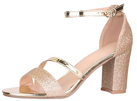 Elara Damen Sandaletten Strass Chunkyrayan C-23 Gold-36