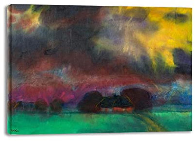 IKYE Gerahmt. Berühmte Gemälde von Emil Nolde, Druck auf Leinwand. Reproduktion von Ölgemälden. Abstrakte Wandbilder auf Leinwand für Wohnzimmer (Sumpf) 30 x 42 cm (11,8 x 16,5 Zoll) gerahmt