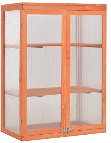 WIFESE Serra in Legno 75x47x109 cm Serra da Giardino con 2 Ripiani e 2 Ante Serra per Piante Serra da Balcone Invernale Serra Orto Serra Fredda Giardino da Inverno Legno e Pannelli PC