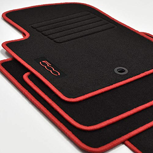 Velours Fußmatten geeignet für FIAT 500 und 500 C Cabrio ab Bj. 2007-2013 rot