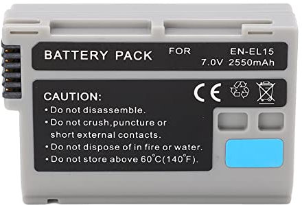 Camera Battery Replacement, 7.0V 2550mAh EN EL 15a Battery for Nikon D7500 D7200 D7100 D7000 D850 D750 D500 D810a D810 D800e D800 D610 D600