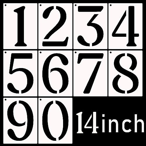 DXCYZ 38,1 cm große Zahlenschablonen-Set, 0–9, Adressnummernschablonen, 10 Stück, wiederverwendbare Kunststoff-Malnummernvorlagen für Briefkastenschilder, Tür, Autos, LKWs, Zuhause, Fenster (38,1 cm)