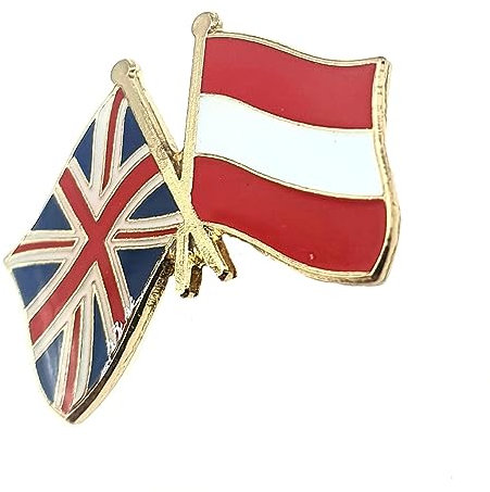 Anstecknadel mit Union Jack-Flagge, aus Metall, mit Flagge von Österreich, Großbritannien, Großbritannien, Metall