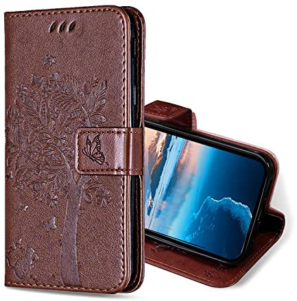 KANVOOS Coque pour Huawei Y6 2019, Etui Protection Housse Premium en Cuir PU, Antichoc Étui à Rabat Portefeuille Flip Case pour Huawei Y6 2019 (Marron)