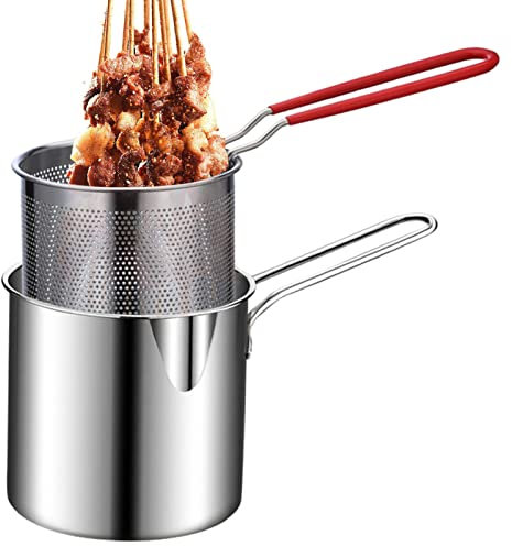 Fulenyi Friteuse Japonaise,Friteuse en Acier Inoxydable 304 - Cuisine pour Frire Les Cuisses Poulet, Le Poisson séché, Les Frites, Les côtelettes Poulet, etc