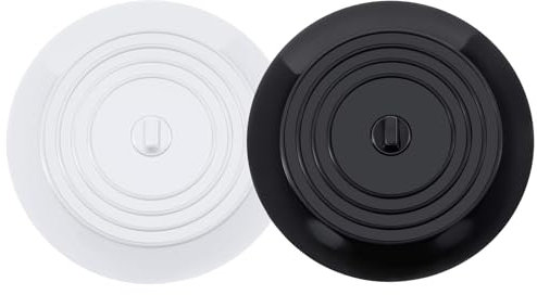 Tapón de Silicona para Bañera, 2 Piezas Tapones de Drenaje Universales para Fregadero, Tapón de Drenaje de 15.2 cm para Cocina, Baño y Lavandería, Cubierta de Drenaje del Fregadero (Blanco+Negro)