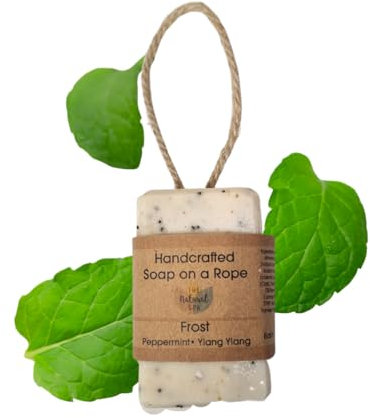 Soap on a Rope - Frost - Plastic Free - Vegan - Palm Free Handmade in Devon uk - The Natural Spa Natural soap bar for Men and Women
