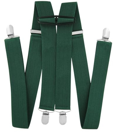 axy Hosenträger für Herren breit 3,5 cm in H-Form mit 4 Hosenträger Clips extra stark längenverstellbar