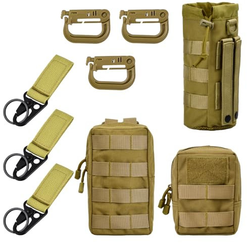 Bezavea Molle Lot de 3 pochettes tactiques pour bouteille d'eau, pochette tactique Molle Admin, sac banane pour sport, randonnée, camping, sac banane universel pour l'extérieur, sac à dos militaire