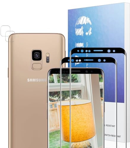 Verre Trempé pour Samsung Galaxy S9 Plein écran Film Protection écran[Affaire Classée][Bord à Bord][sans Bulle][Anti-Scratch][Sensible au Toucher][Ultra HD] 2+2 Pièces