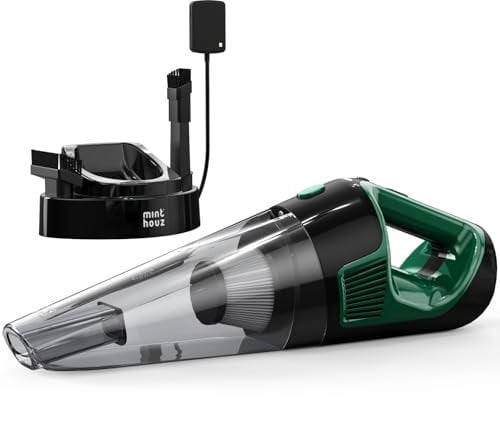 Minthouz Aspiradora de Mano Inalámbrico, Aspirador Coche Potente de 120 W, Carga Rápida, Tiempo de Funcionamiento de 30 Minutos, con Luz LED, Adecuado para el Hogar, Coche, Oficina