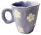Soulnioi Ceramic Coffee Mug, Cute Cappuccino Cup with Handle, 300ML Hand-Painted Irregular Breakfast Oatmeal Cup Creative Tea Milk Cup for Gift - Purple Flower