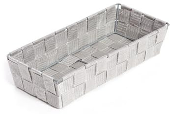 BIANCHERIAWEB Contenitore Rattan Decorativo Cestino Portaoggetti 30x14x6 Tinta Unita 30x14x6 Grigio