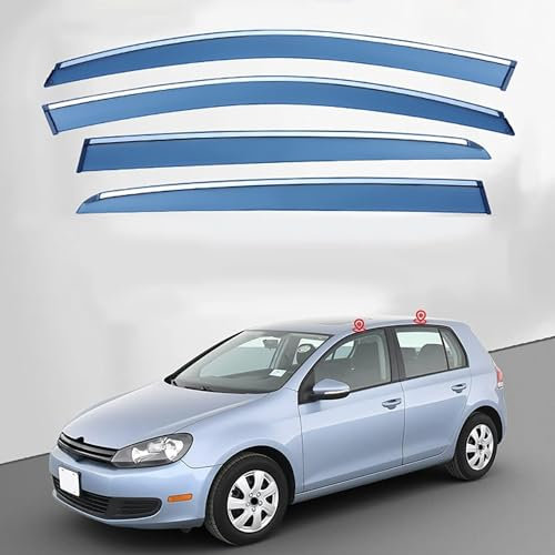 FENGJP Windabweiser Für VW Golf 6 2009-2016, Auto-Seitenfenster-Windabweiser Visiere Autofenster Regenschutz Regenabweiser