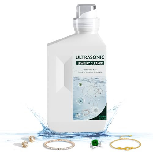ROLWAY Ultrasonic Jewellery Cleaner Fluid, 500ML Gold and Silver Cleaner for Jewellery, Concentrated Glasses Cleaner with Natural Formula for Use in All Ultrasonic Cleaner Machine, 17 Fl.Oz