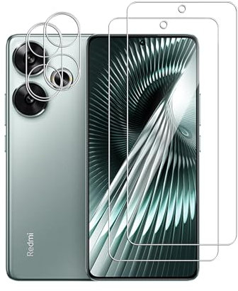 Afikyutu Protector de Pantalla para Xiaomi POCO F6 5G, 2 Piezas Cristal Templado + 2 Protector de Lente Cámara, Anti-Arañazos, Fácil de Instalar, 9H Dureza Vidrio Templado