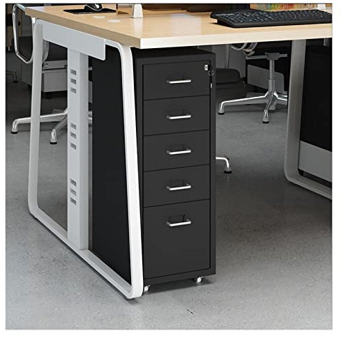 Aktenschrank Schlanker Aktenschrank mit Schloss, mobiler Aktenschrank aus Metall mit 5 Schubladen for Legal/Letter/A4-Format, Aufbewahrungsschrank for das Heimbüro Aktenschränke für das Home Office (