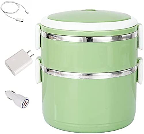 Fiambrera con calefacción eléctrica, Fiambrera eléctrica USB de Doble Capa Calentador de Alimentos portátil para automóviles y Camiones Contenedor de Alimentos extraíble de Acero Inoxidable