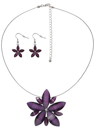 Steuer Modeschmuck Damen Schmuckset Metall 51cm Glänzend Glasstein violett 445000067