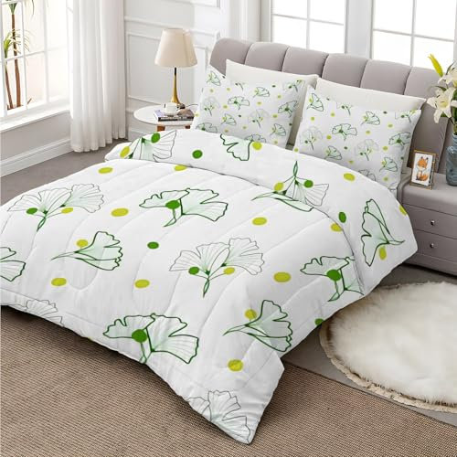 Ginkgo Biloba Bettdecke 135x200 4 Jahreszeiten, Ganzjahresdecke 135x200 Obst, Bettdecke Ohne Bezug Nutzbar, Bettdecken Wende Waschbar mit Aquarell Muster, Warme Steppdecke Schlafdecke AE-314