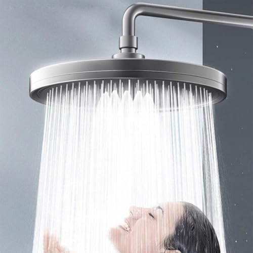 Superior Design - Cabezal de ducha tipo lluvia de panel grande de 230 mm, 6 modos, alta presión, gran flujo, aspecto moderno (gris)