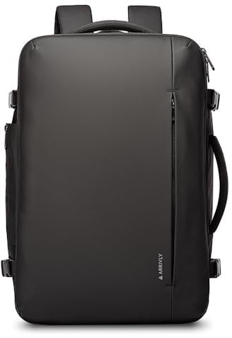 Arrivly Mochila Hombre Mujer 17.3 Pulgadas Mochila Portatil con USB Mochila Ordenador Portatil Antirrobo Impermeable Mochila Viaje Cabina Avion para Laptop del Negocio Trabajo Diario Negro Y Max