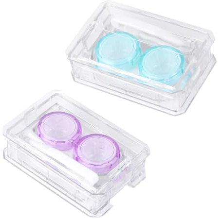 Didiseaon 2pcs Cute Practical Contact Lenses Case Portable Lens Storage Box Cleaning Kit Blue
