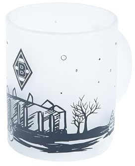 Borussia Mönchengladbach Glastasse Frozen Park | Offizieller Fanartikel Fohlenshop | Gladbach Fanartikel | Tasse mit Vereinslogo & Borussia Park Abbildung | Geschenk für Fans