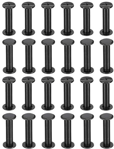 PATIKIL 24 Ensembles de vis Chicago, 20mm l Vis à tête Phillips pour reliure en cuir Rivets Boulons Connecteurs pour ceinture en cuir Albums photo Scrapbook, Noir